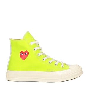 Converse Neon Green High-Tops with Heart Design